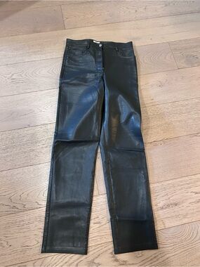 Wilfred Melina charcoal grey Faux Leather Straight-Leg Jeans. Long.